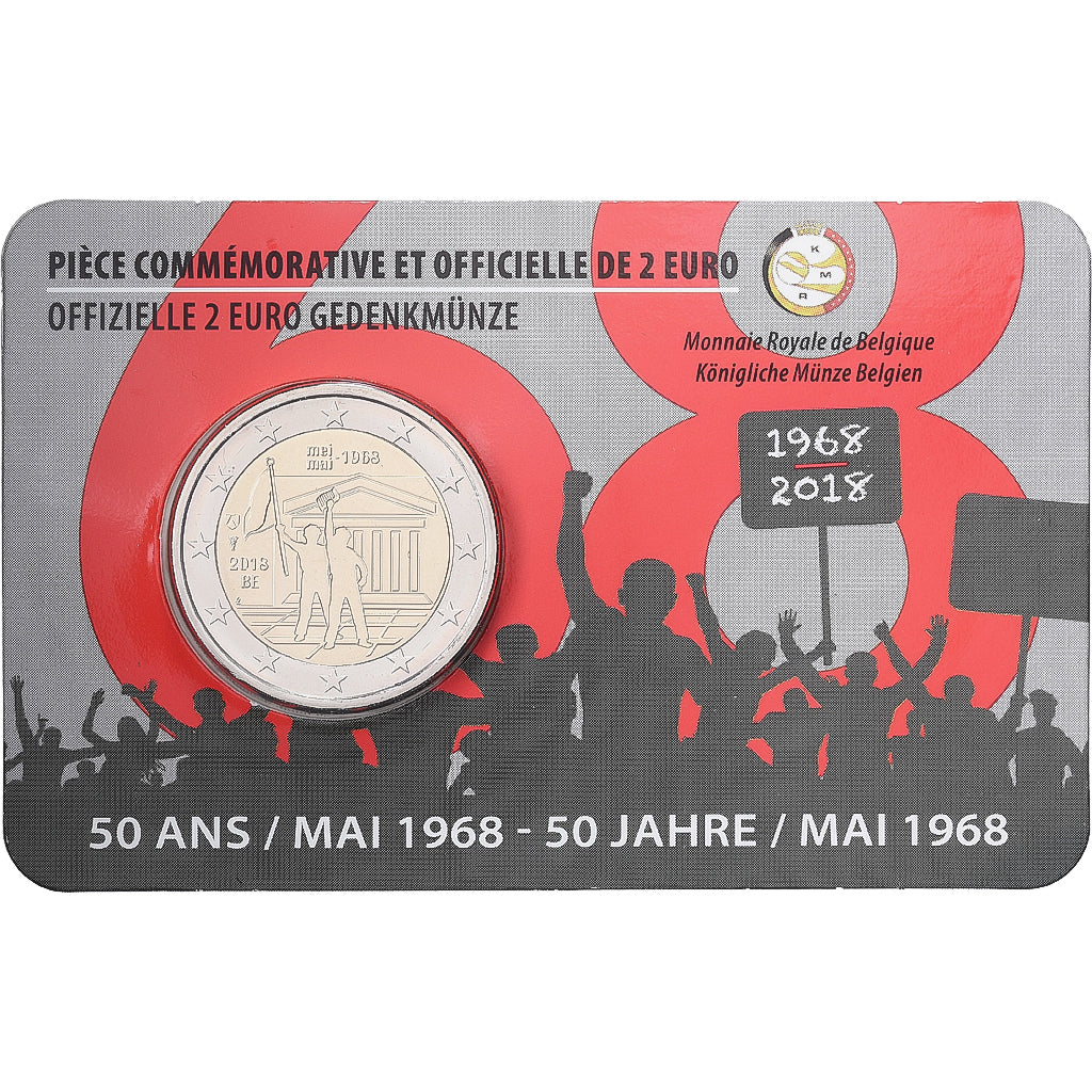 Belgien, 2 Euro, 50 Ans / Mai 1968, Coin card, 2018, Bi-Metallic, STGL