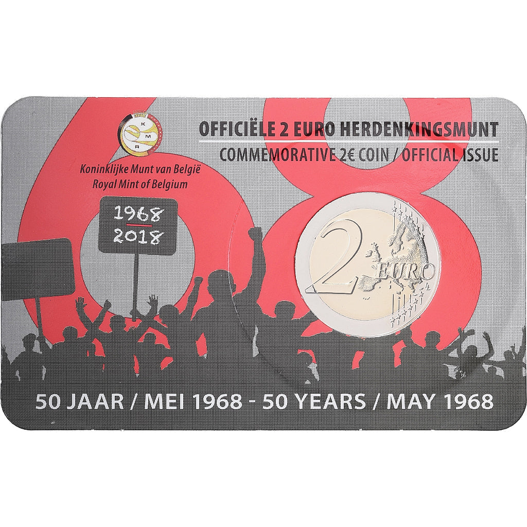 Belgien, 2 Euro, 50 Ans / Mai 1968, Coin card, 2018, Bi-Metallic, STGL