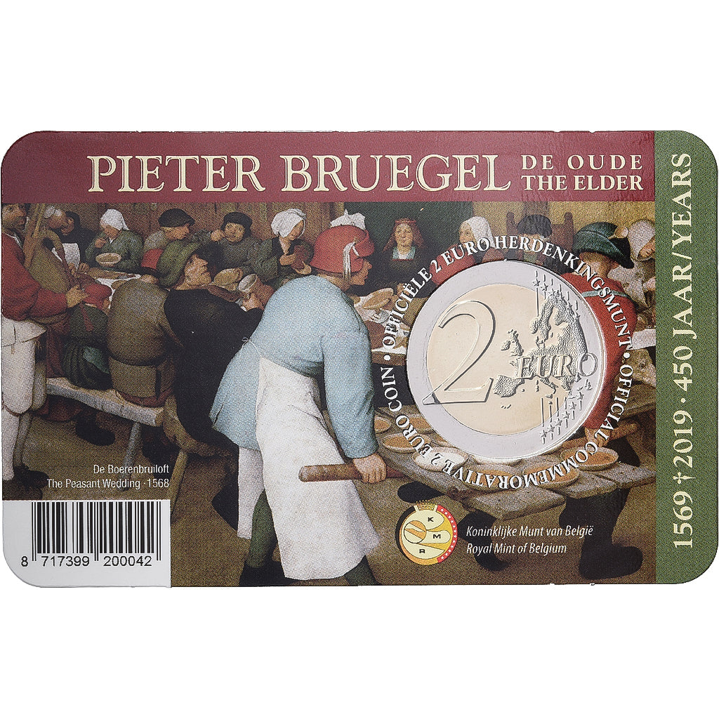 Belgio, 2 Euro, Pieter Bruegel the Elder, Coin card, 2019, Bi-metallico, FDC