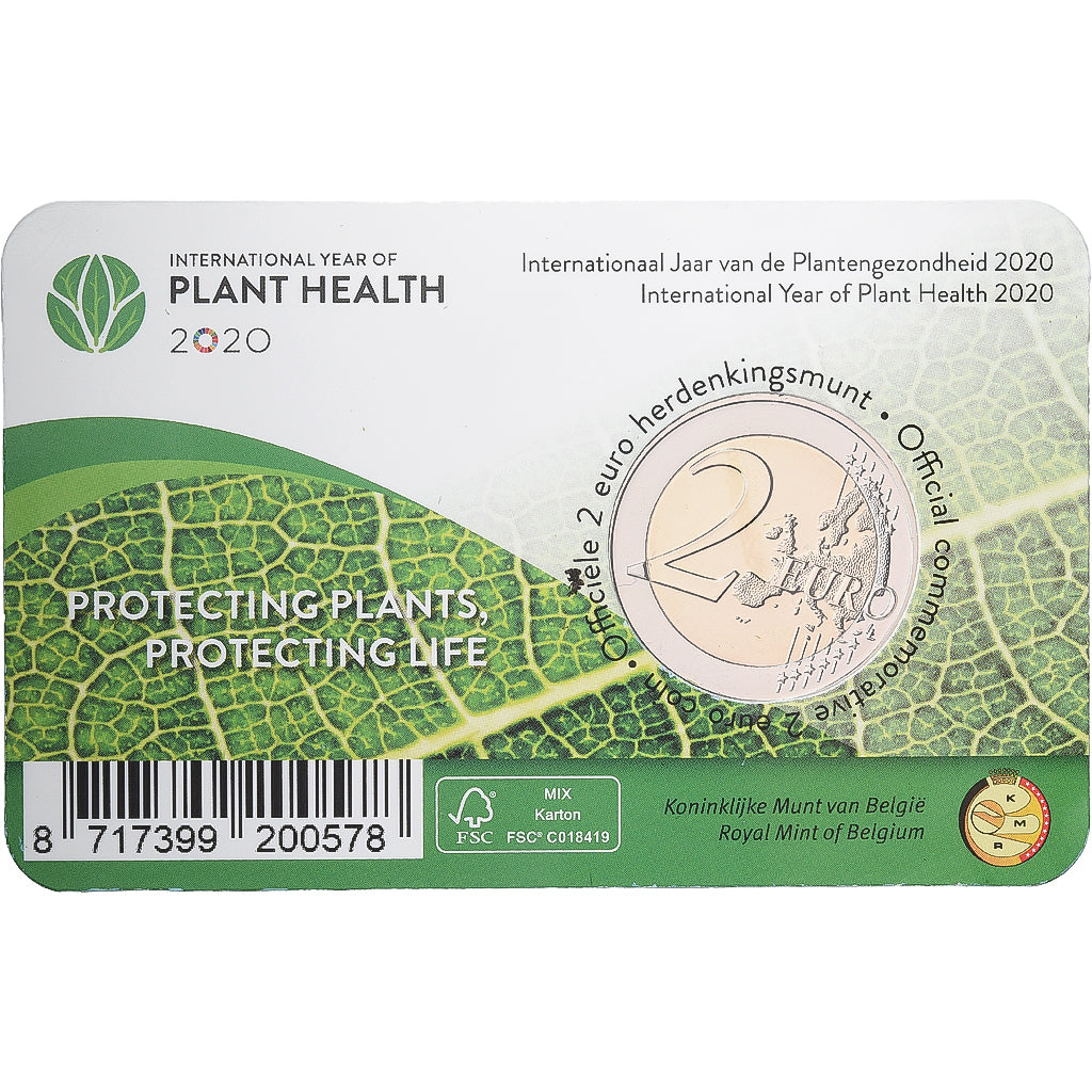 Belgio, 2 Euro, International Year of Plant Health, Coin card, 2020