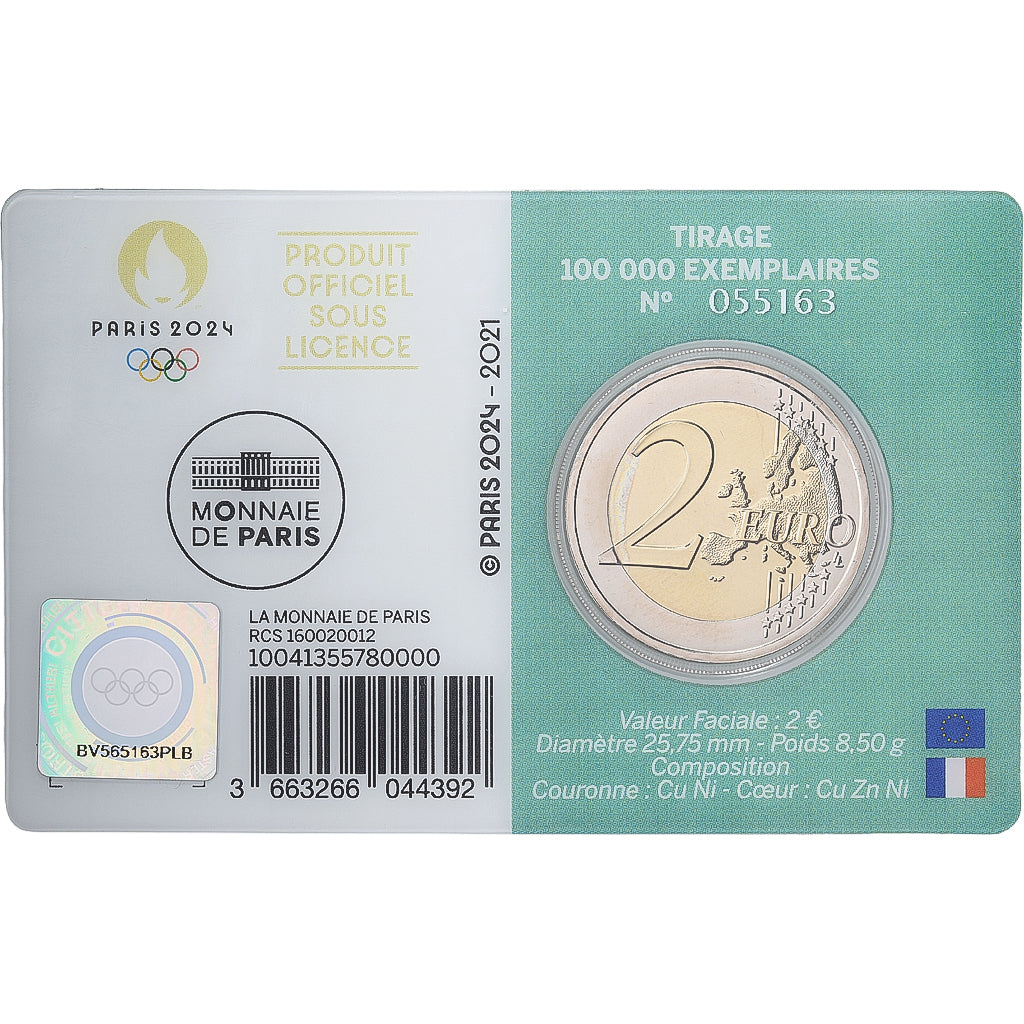 Frankrijk, 2 Euro, Olympic Games Paris 2024, Coin card, FDC, 2021, MDP