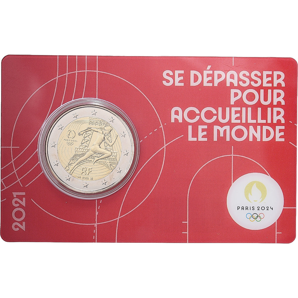 Frankreich, 2 Euro, Olympic Games Paris 2024, Coin card, FDC, 2021, MDP