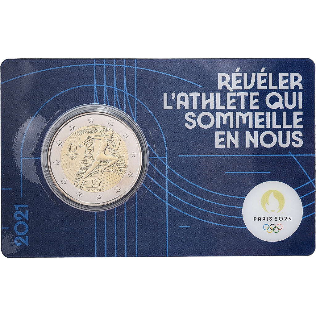 Francia, 2 Euro, Olympic Games Paris 2024, Coin card, FDC, 2021, MDP