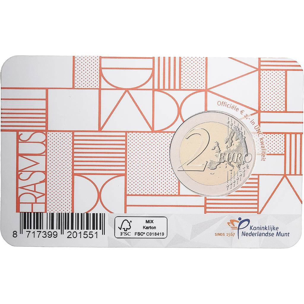 Holandia, 2 Euro, Erasmus Programme, Coin card, FDC, 2022, MDP, Bimetaliczny