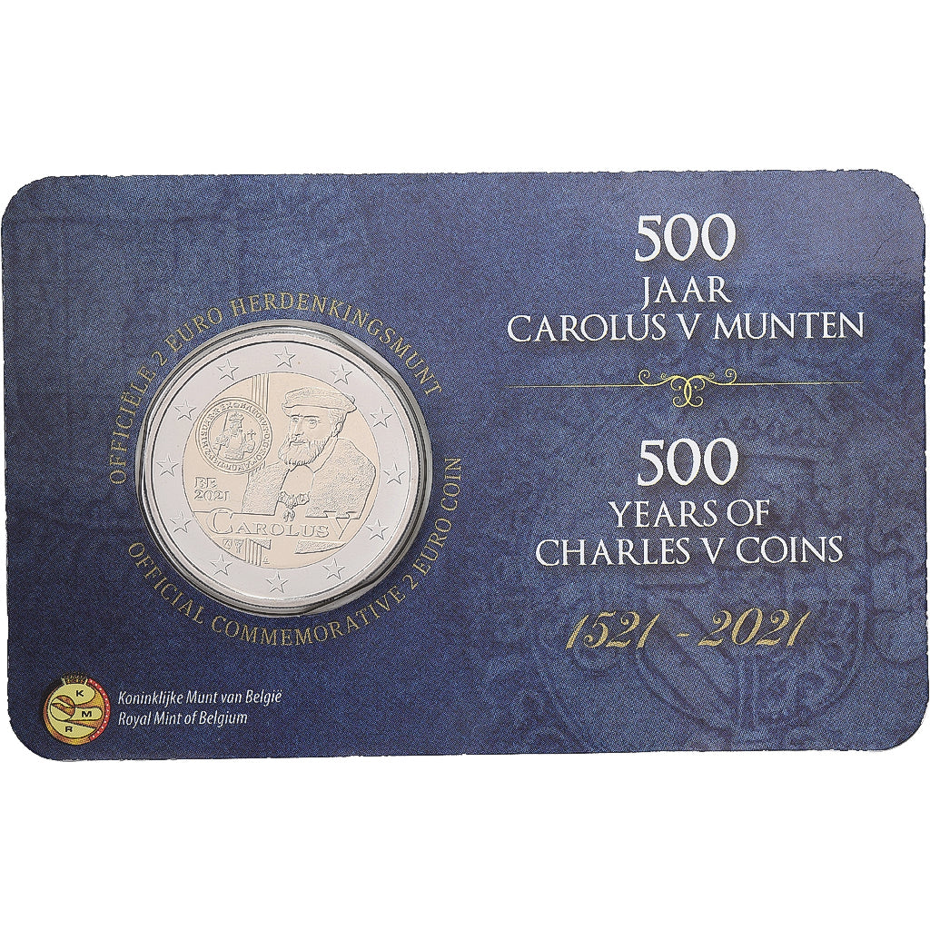 Belgio, 2 Euro, Charles Quint, Coin card, 2021, Bi-metallico, FDC