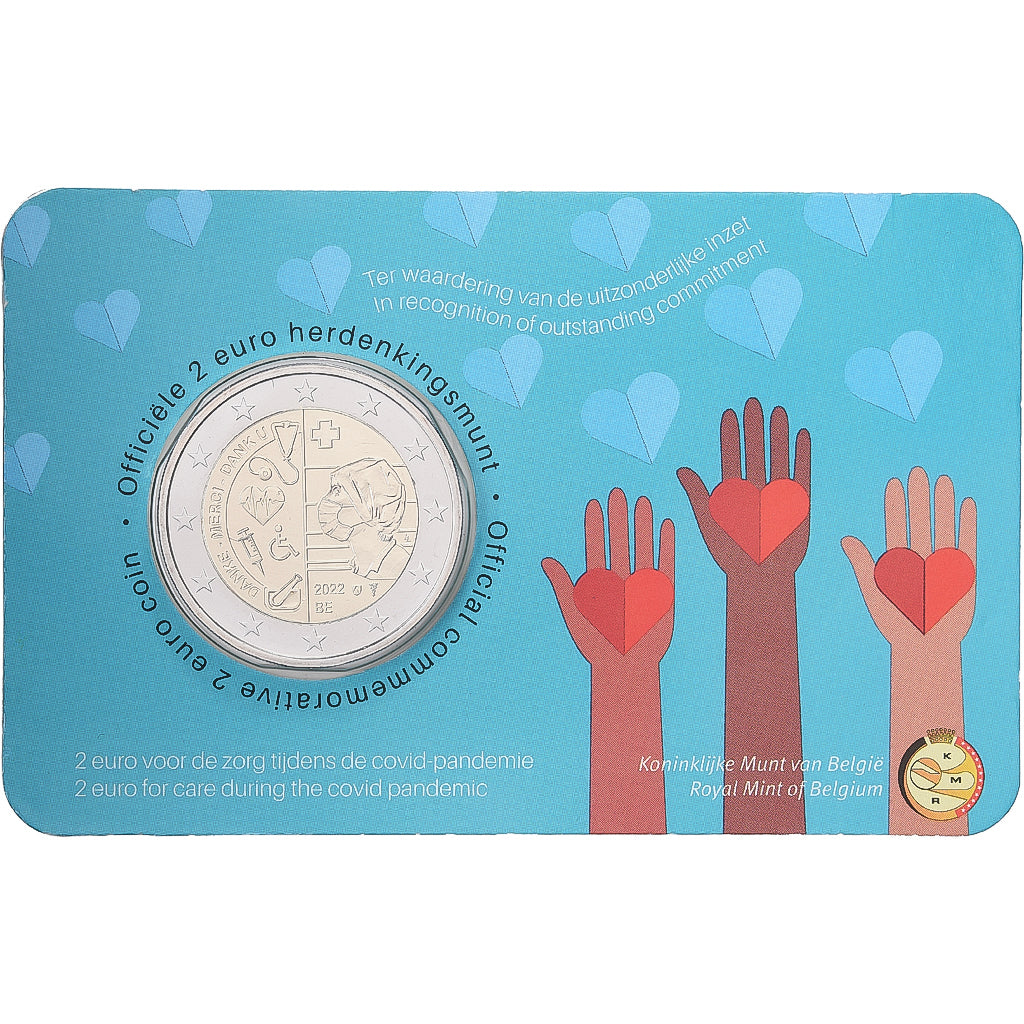 Belgio, 2 Euro, Covid Pandemie, Coin card, 2022, Bi-metallico, FDC