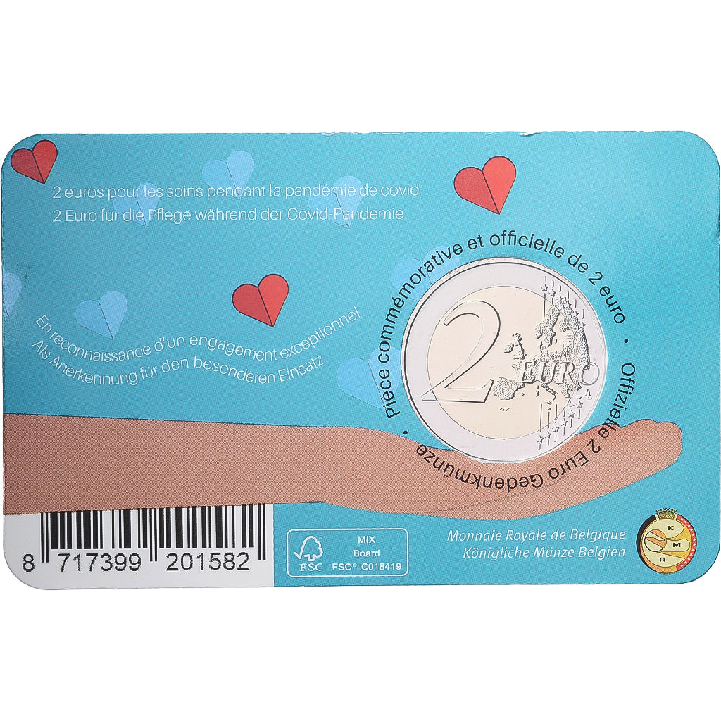 Belgio, 2 Euro, Covid Pandemie, Coin card, 2022, Bi-metallico, FDC