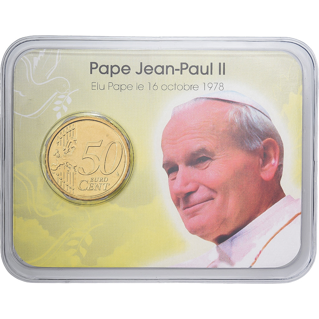 Vatican, Jean-Paul II, 50 Euro Cent, Coin card, 2014, Or nordique, FDC