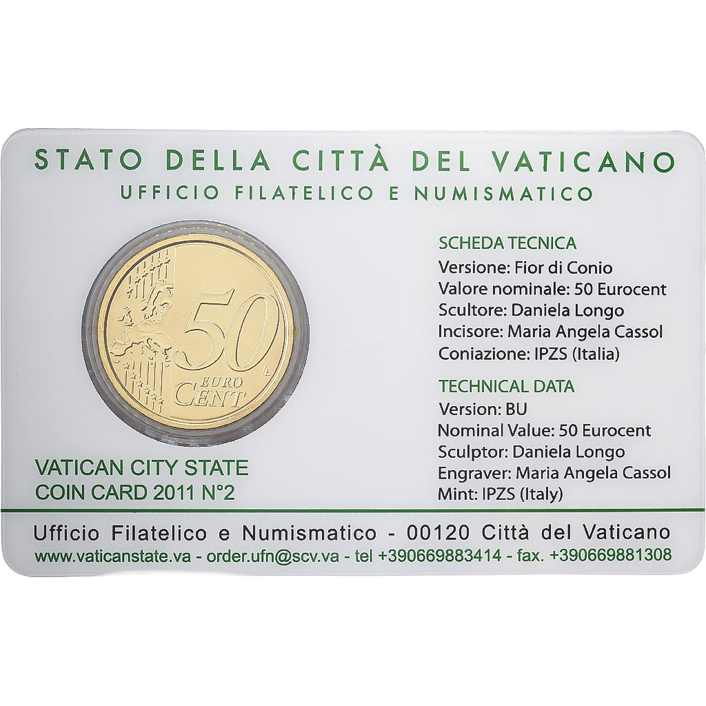 CITTÀ DEL VATICANO, Pope Benedict XVI, 50 Euro Cent, Coin card n°2, 2011