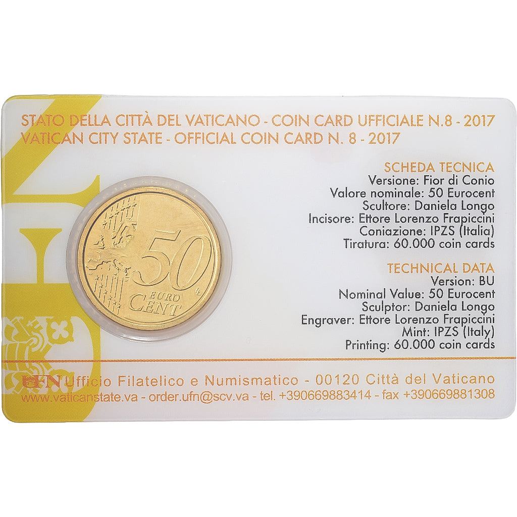 Vatican, Pope Francis I, 50 Euro Cent, Coin card n°8, 2017, Nordic gold