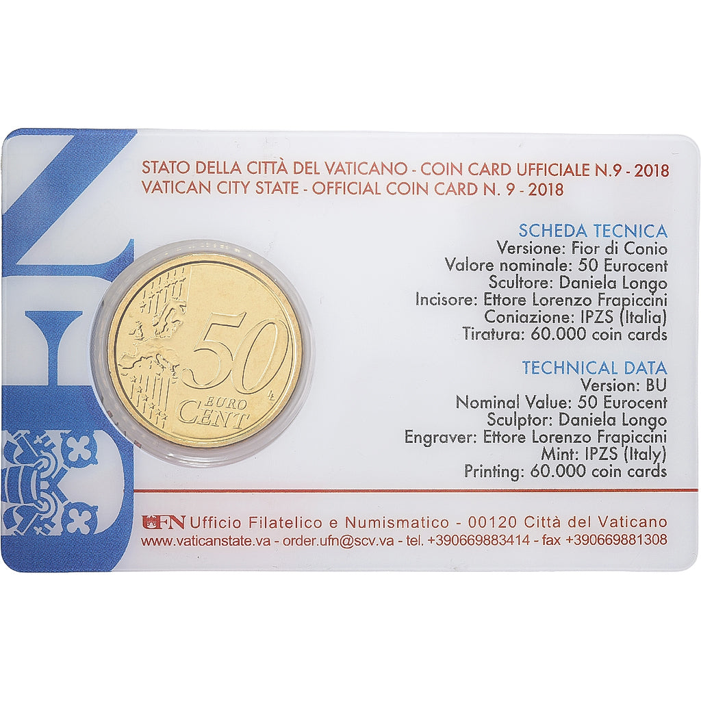PAŃSTWO WATYKAŃSKIE, Pope Francis I, 50 Euro Cent, Coin card n°9, 2018