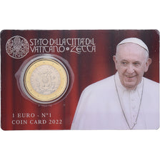 Vatican, Pope Francis I, 1 Euro, Coin card n°1, 2022, Bi-Metallic, MS(65-70)