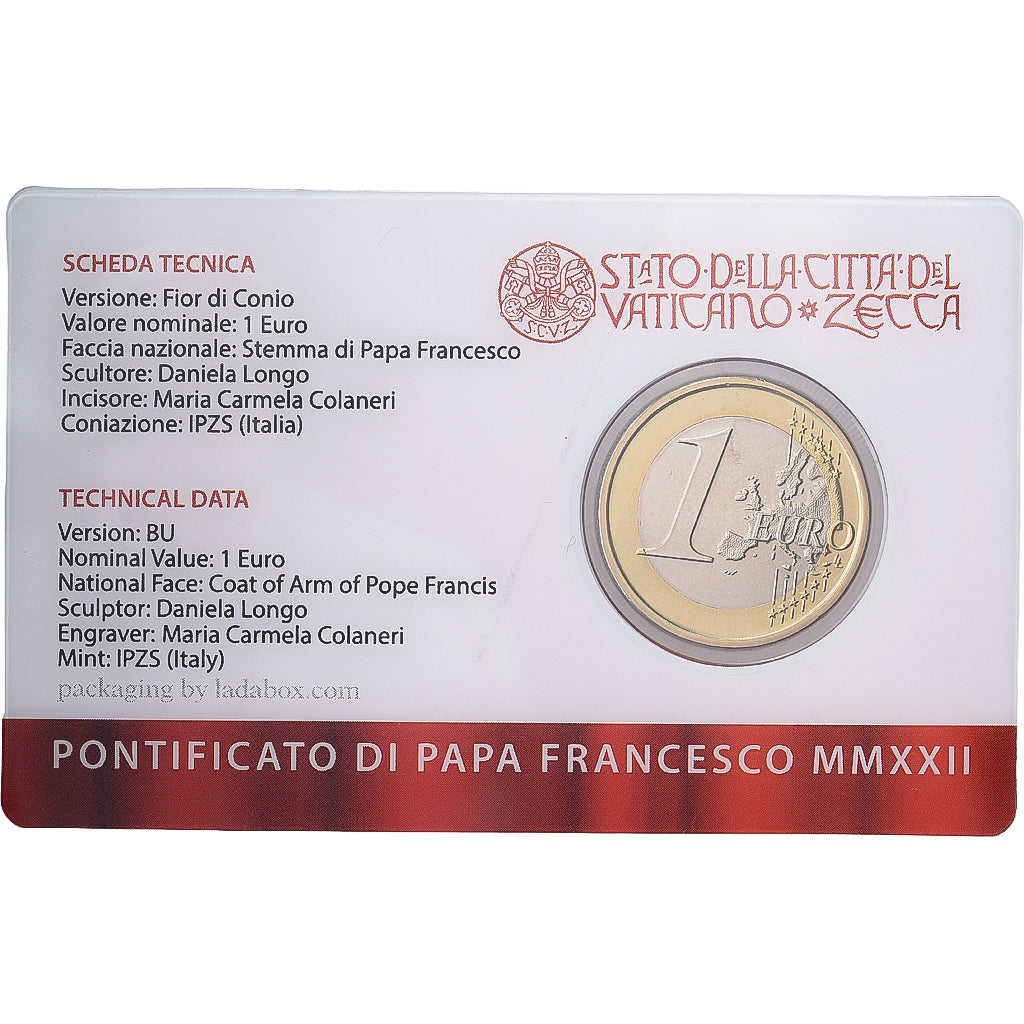 PAŃSTWO WATYKAŃSKIE, Pope Francis I, 1 Euro, Coin card n°1, 2022