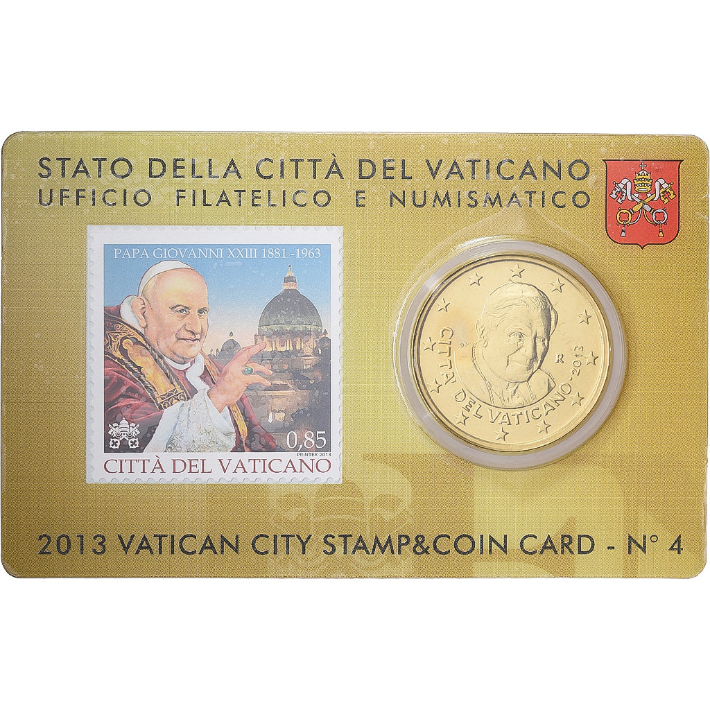 PAŃSTWO WATYKAŃSKIE, Pope Benedict XVI, 50 Euro Cent, Stamp & coin card n°4