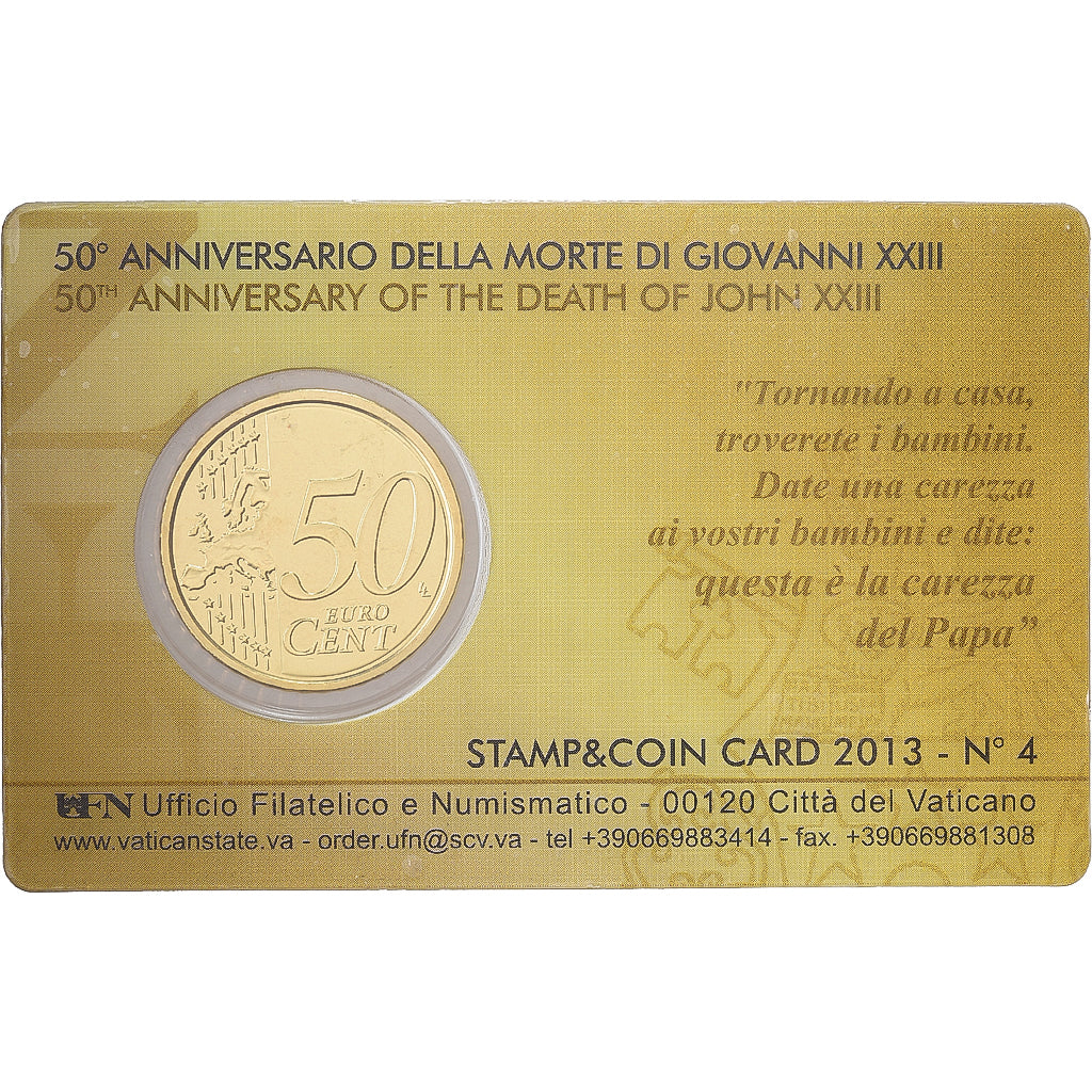 PAŃSTWO WATYKAŃSKIE, Pope Benedict XVI, 50 Euro Cent, Stamp & coin card n°4