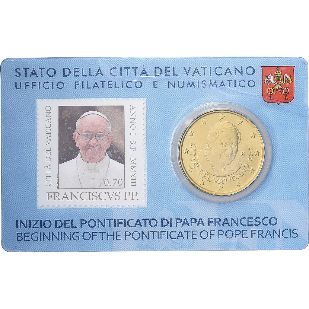 PAŃSTWO WATYKAŃSKIE, Pope Francis I, 50 Euro Cent, Stamp & coin card n°3