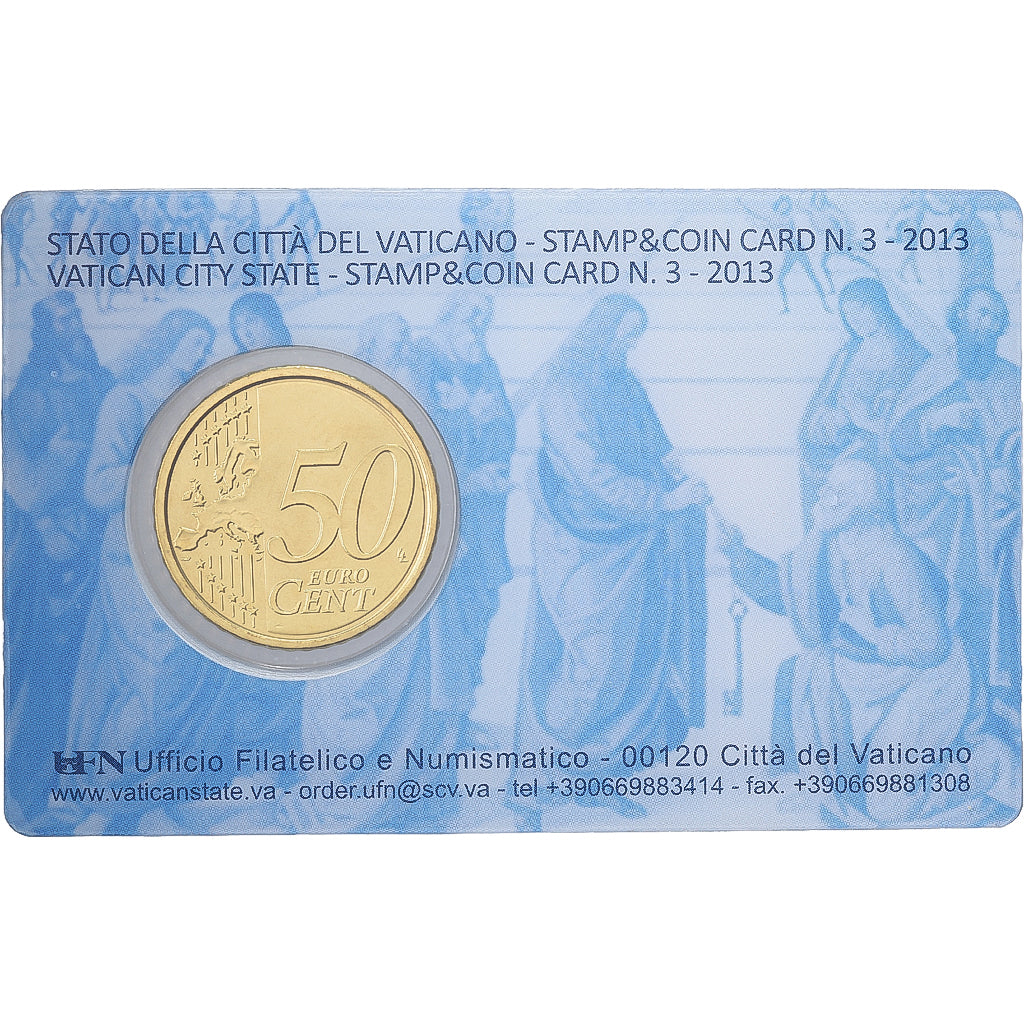 PAŃSTWO WATYKAŃSKIE, Pope Francis I, 50 Euro Cent, Stamp & coin card n°3