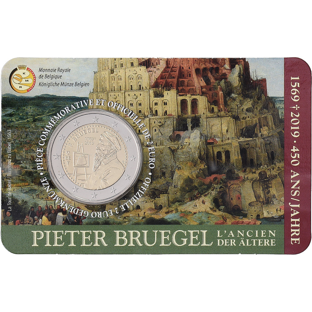 Bélgica, 2 Euro, Pieter Bruegel the Elder, Coin card, 2019, Bimetálico, FDC