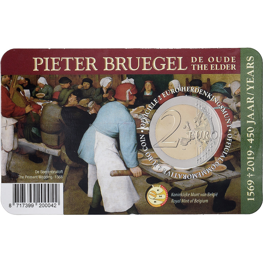 Bélgica, 2 Euro, Pieter Bruegel the Elder, Coin card, 2019, Bimetálico, FDC