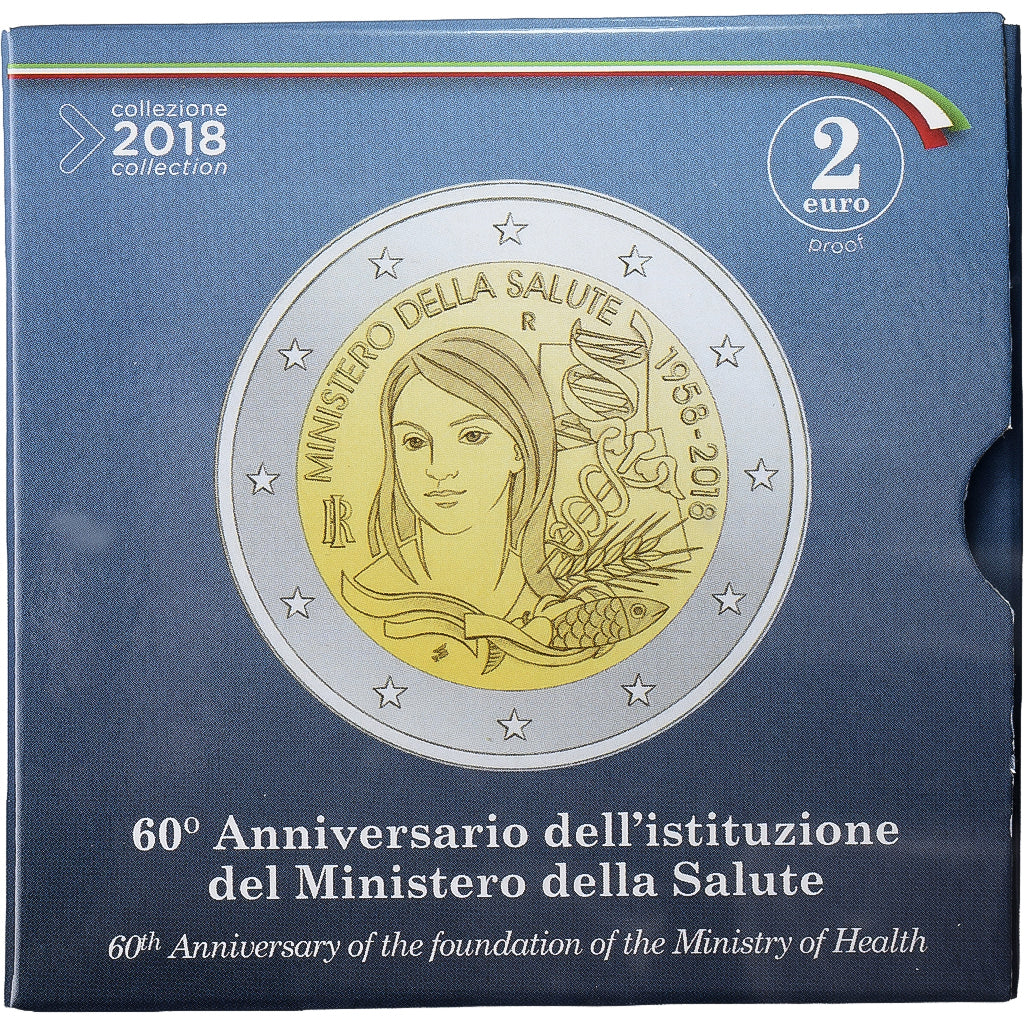 Itália, 2 Euro, 60ème anniversaire du Ministère de la santé, Proof, 2018