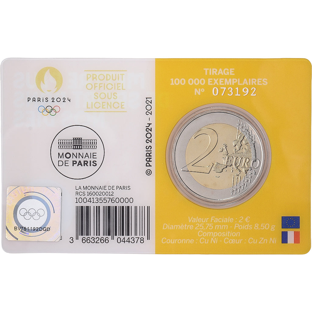 Frankreich, 2 Euro, Olympic Games Paris 2024, Coin card, FDC, 2021, MDP