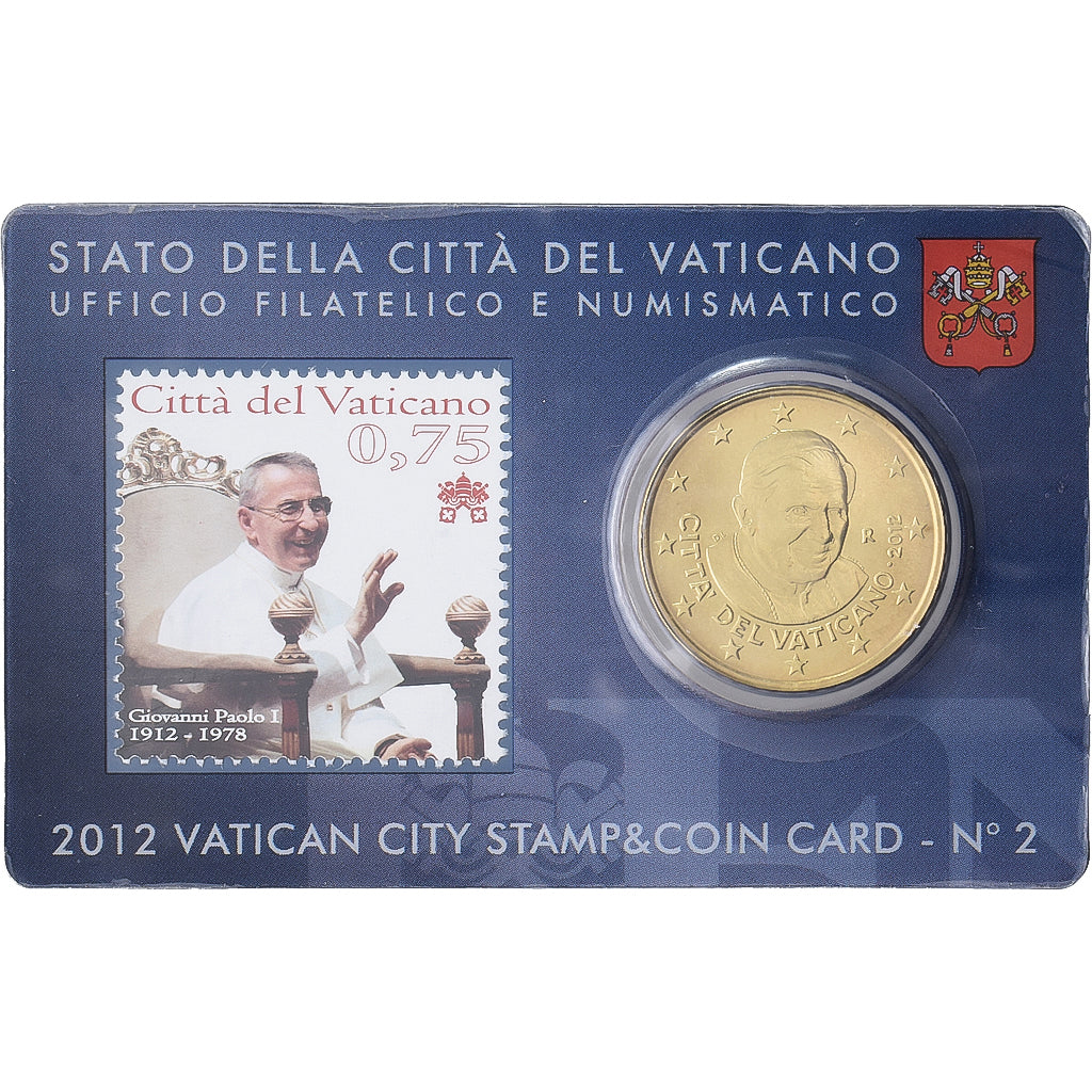 Vatican, Pape Benoît XVI, 50 Euro Cent, Stamp & coin card n°2, 2013, Or