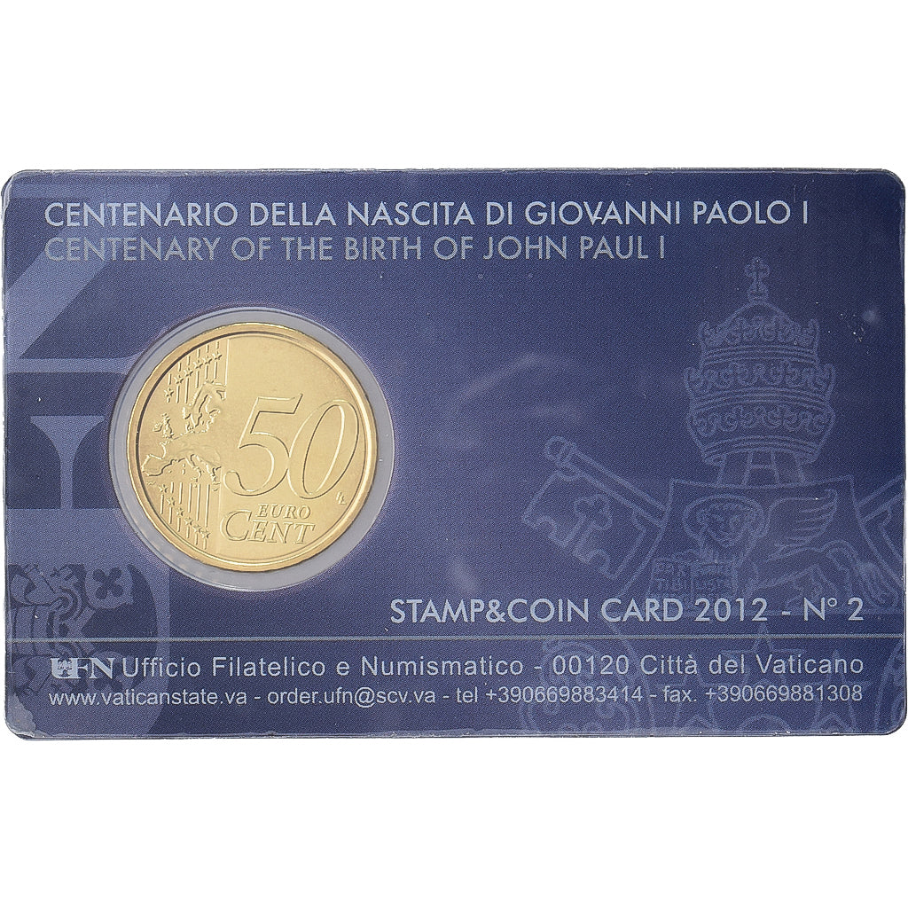 Vatican, Pape Benoît XVI, 50 Euro Cent, Stamp & coin card n°2, 2013, Or