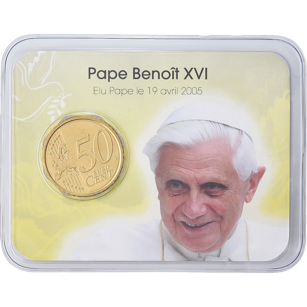 Vatican, Pape Benoît XVI, 50 Euro Cent, Coin card, 2014, Or nordique, FDC