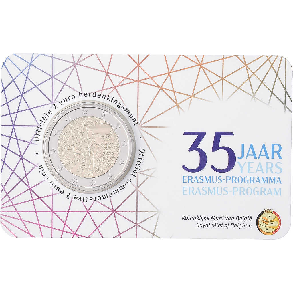 Belgien, 2 Euro, Erasmus Programme, Coin card, FDC, 2022, MDP, Bi-Metallic, STGL