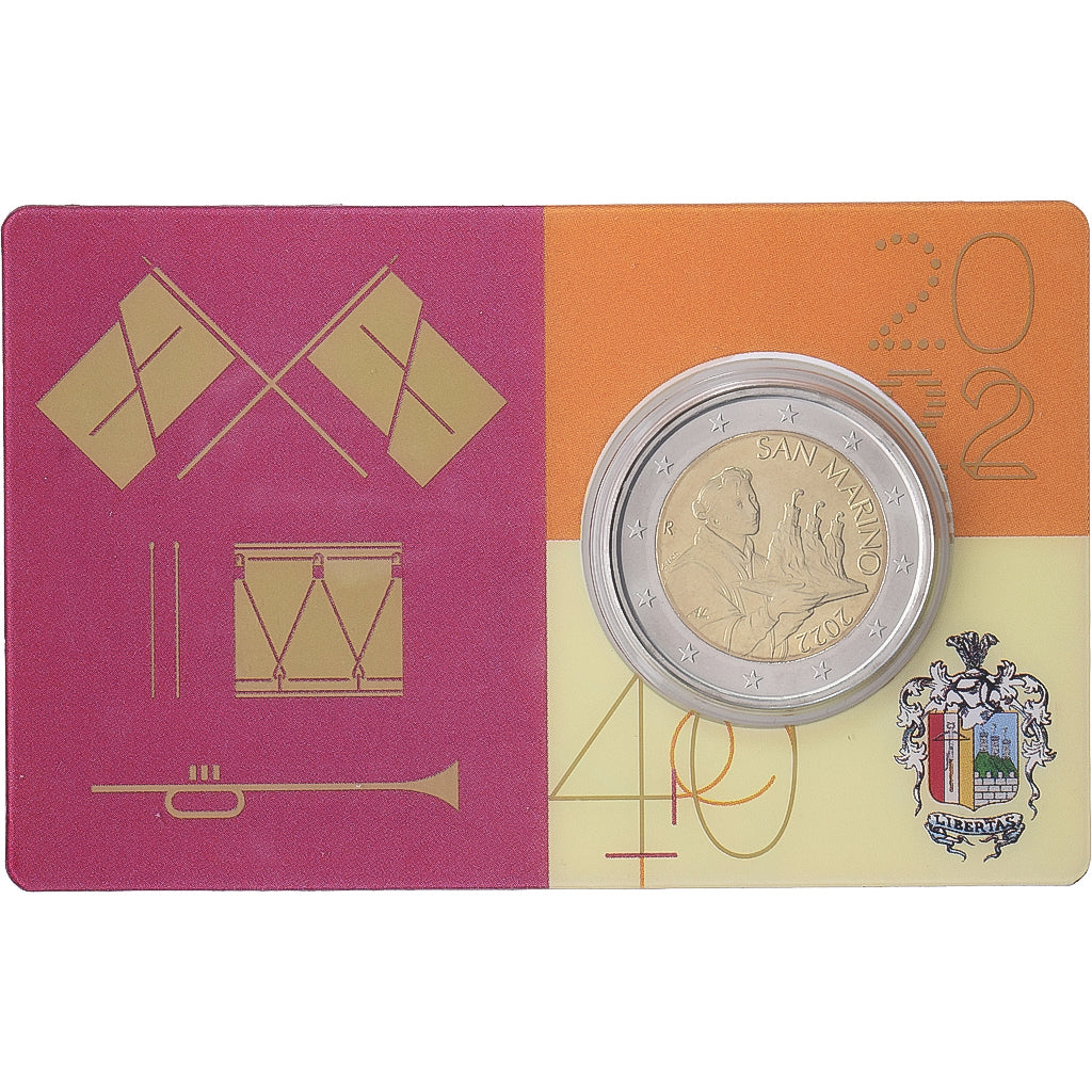 San Marino, 2 Euro, Coin card, FDC, 2022, MDP, Bi-Metallic, FDC