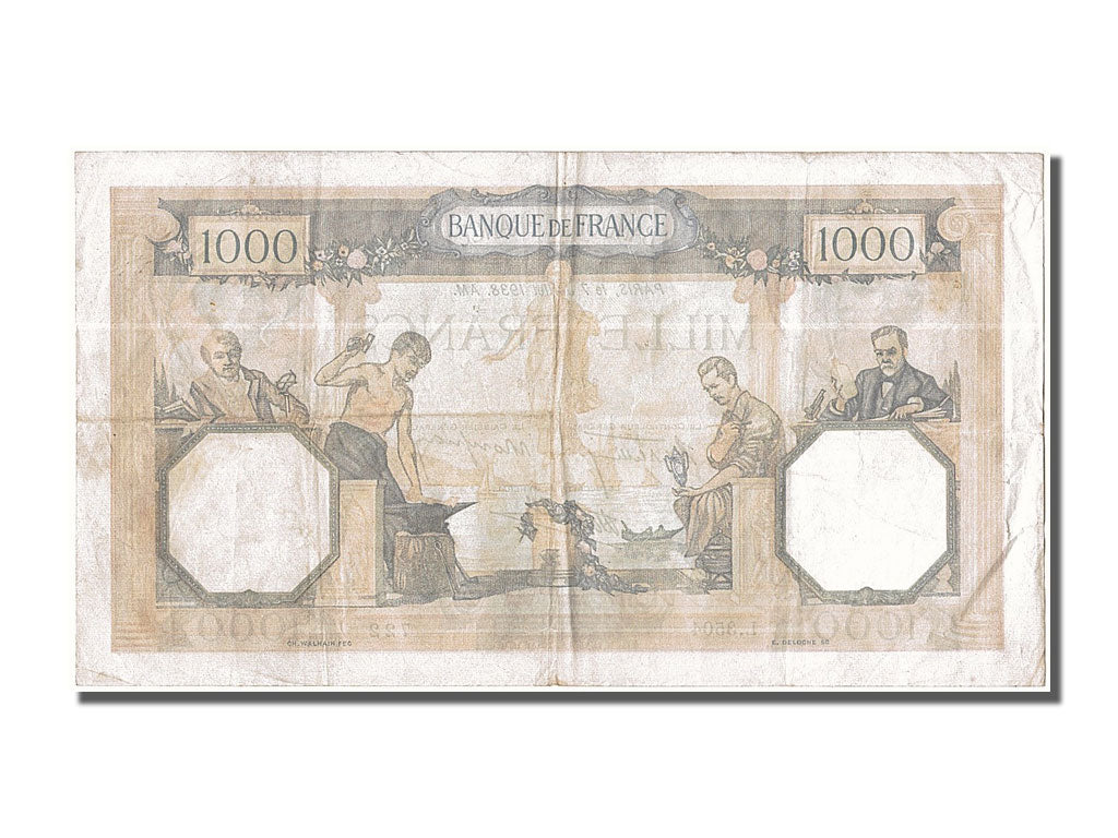 Biljet, Frankrijk, 500 Francs, 1 000 F 1927-1940 ''Cérès et Mercure'', 1938