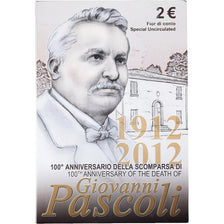 Italy, 2 Euro, Giovanni Pascoli, FDC, 2012, Rome, Bi-Metallic, MS(65-70)