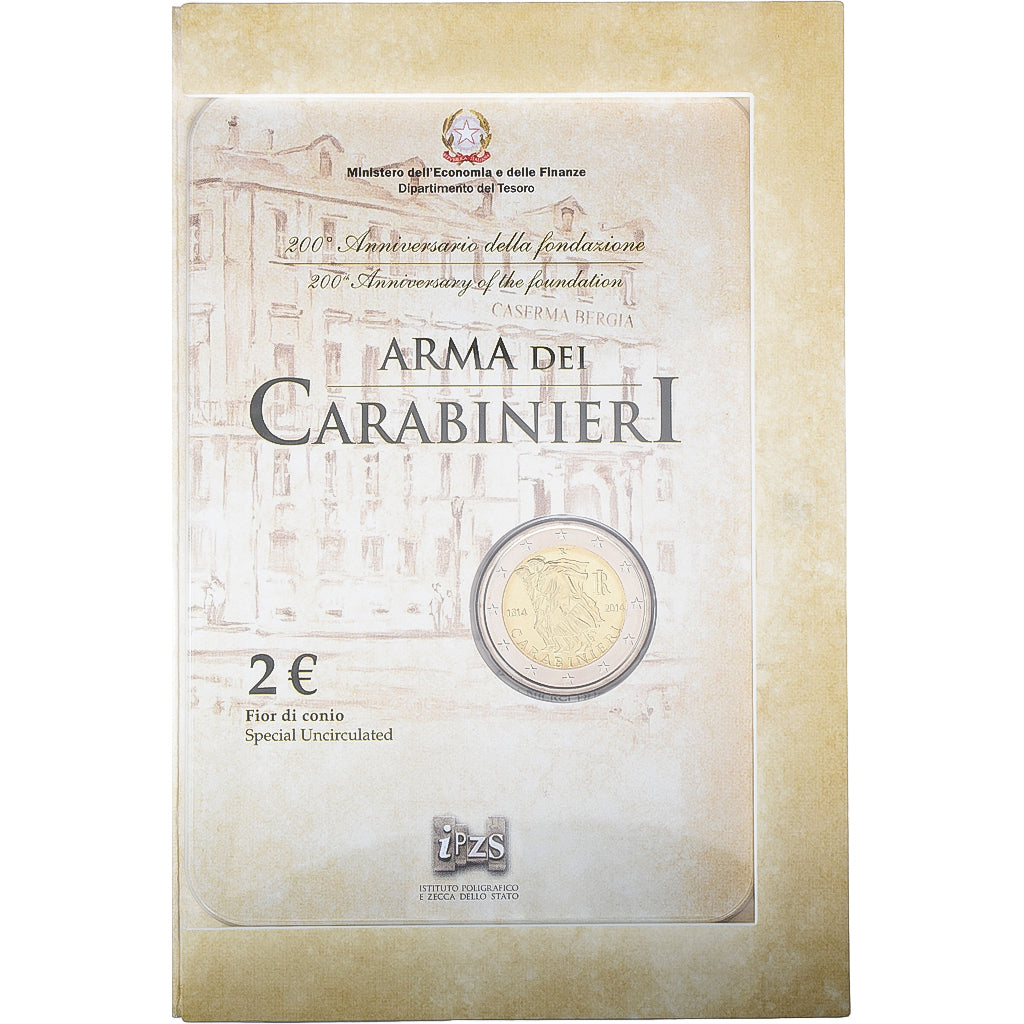 Italië, 2 Euro, Arma dei Carabinieri, FDC, 2014, Rome, Bi-Metallic, FDC