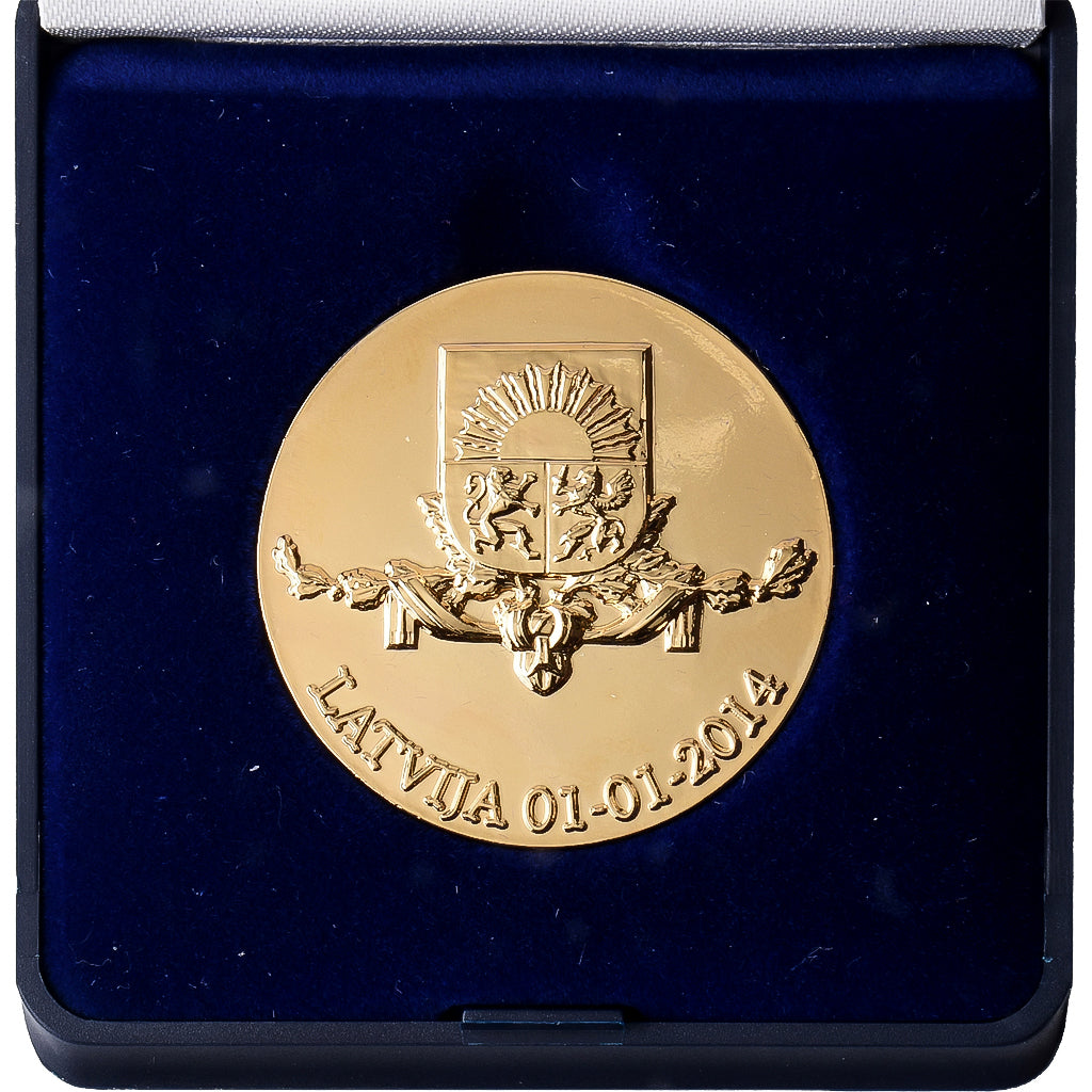 Letland, Medaille, Euro Member, 2014, Gilt Metal, FDC