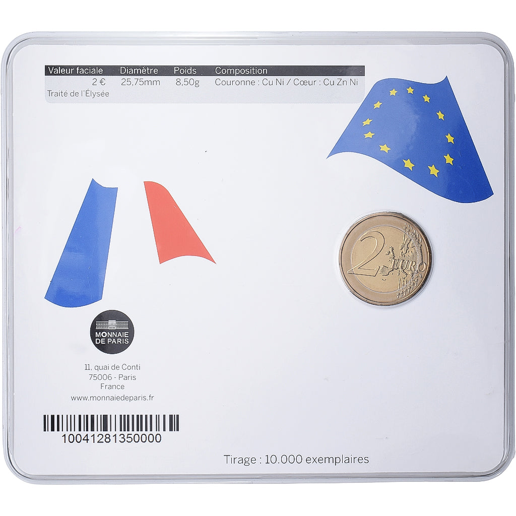 France, 2 Euro, 50 years of the Élysée Treaty, BU, 2013, MDP, Bi-Metallic