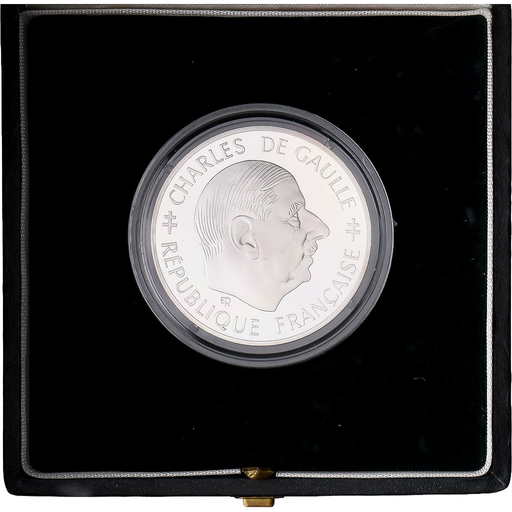 Francja, 1 Franc, Charles de Gaulle, 1988, MDP, Proof, Srebro, MS(65-70)