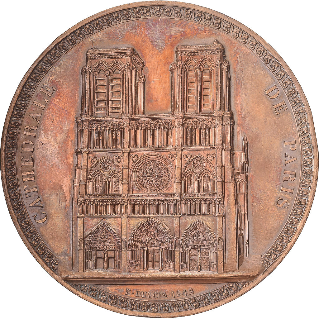 França, medalha, Cathédrale Notre-Dame de Paris, 1842, Cobre, Dubois.E