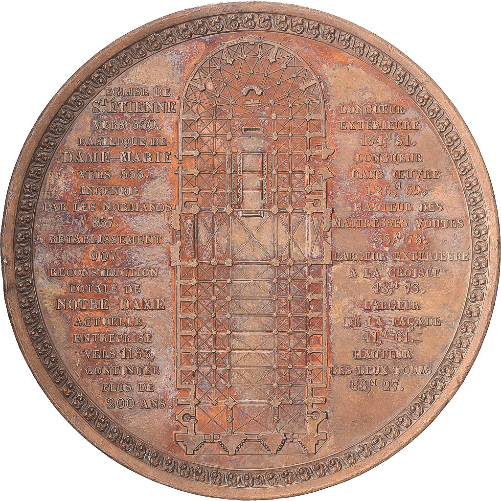 França, medalha, Cathédrale Notre-Dame de Paris, 1842, Cobre, Dubois.E