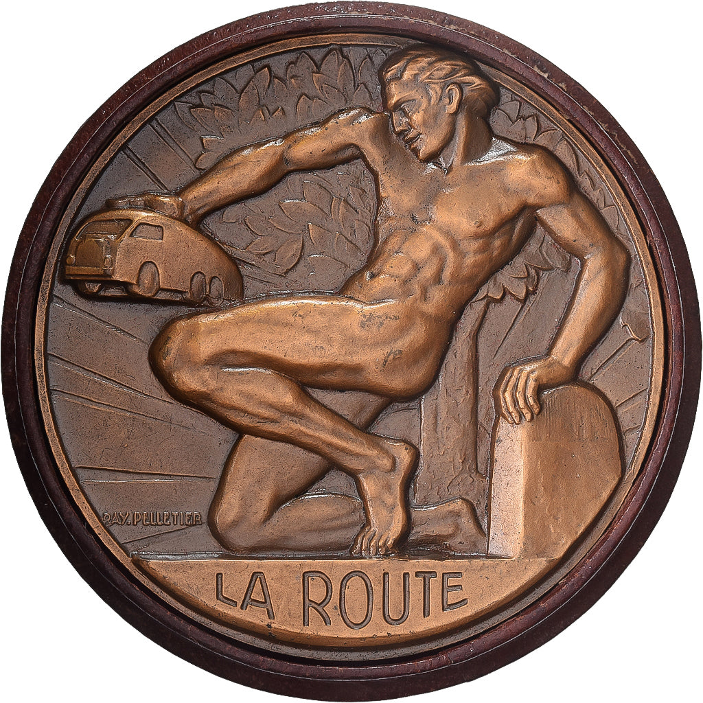 France, Medal, FNTR, La Route, 1949, Bronze, Pelletier, MS(63)