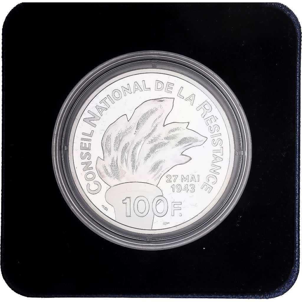 France, 100 Francs, Jean Moulin, 1993, MDP, Proof, Silver, MS(65-70)
