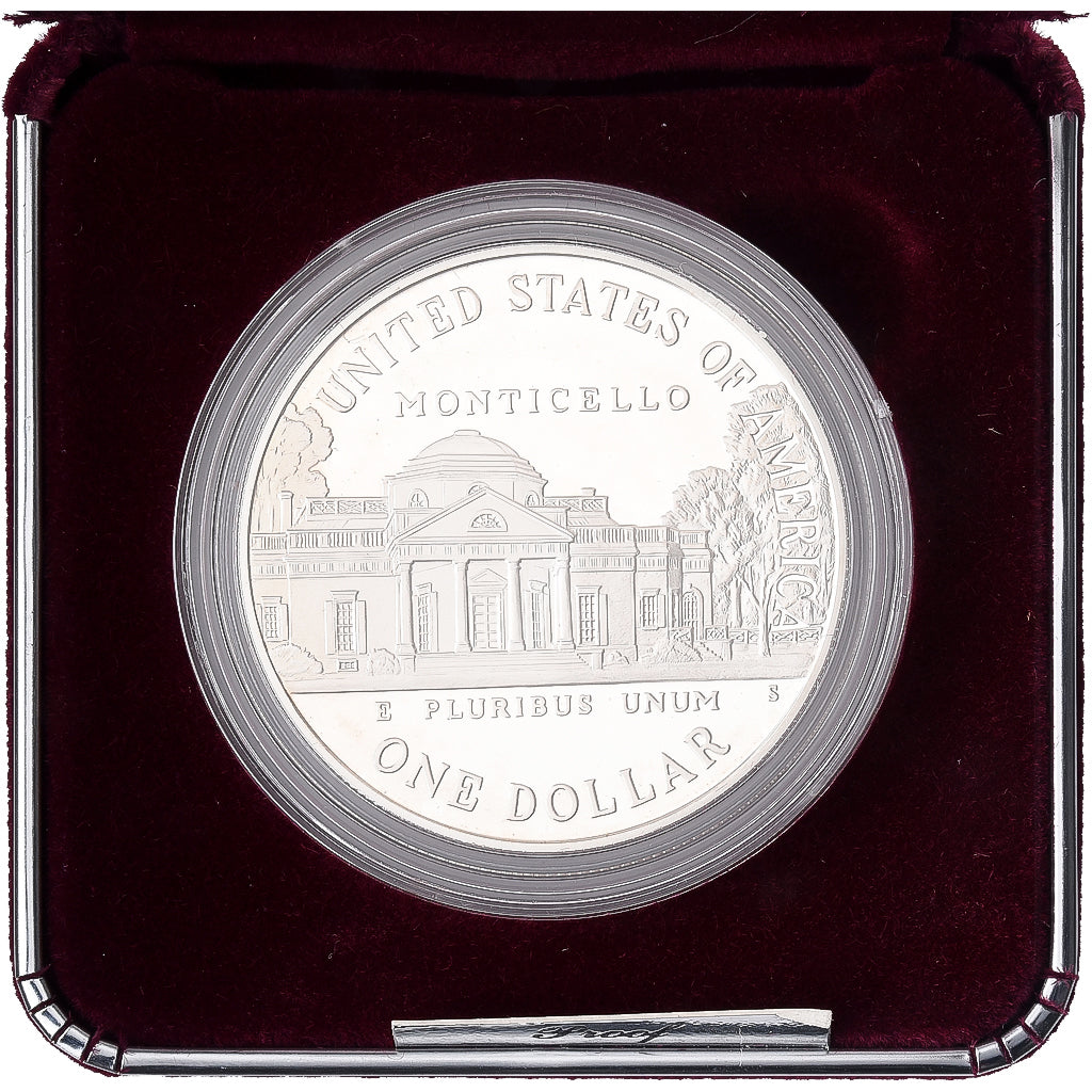 USA, 1 Dollar, Thomas Jefferson, 1993, San Francisco, Proof, Srebro, MS(65-70)
