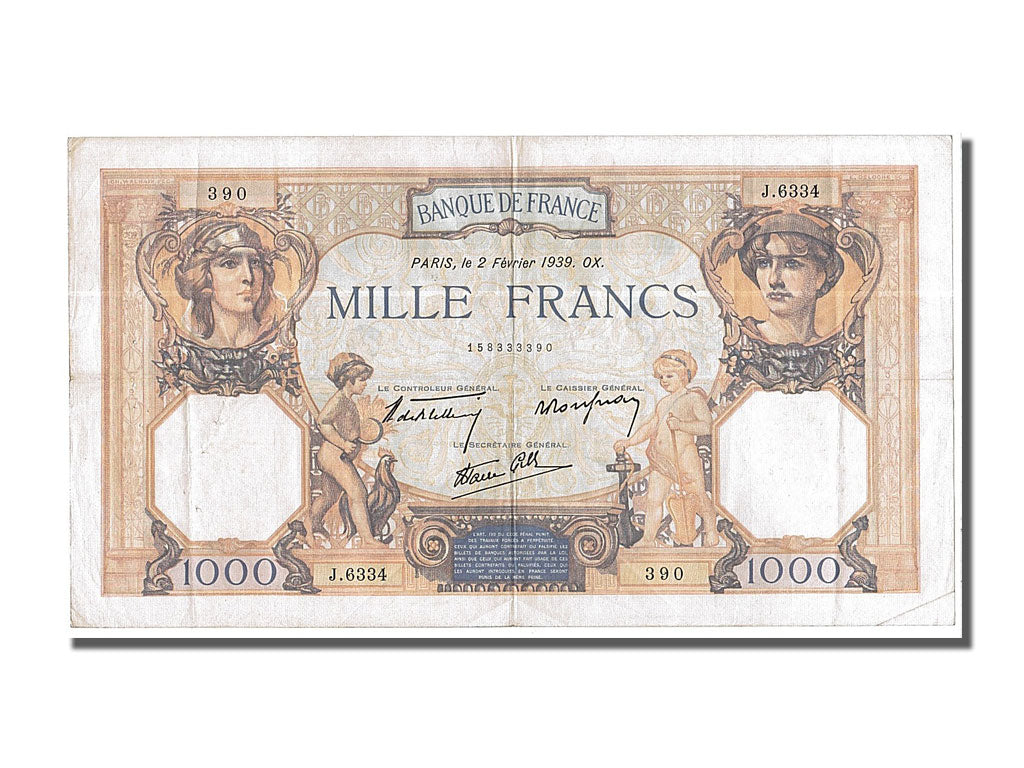 Billet, France, 500 Francs, 1 000 F 1927-1940 ''Cérès et Mercure'', 1939