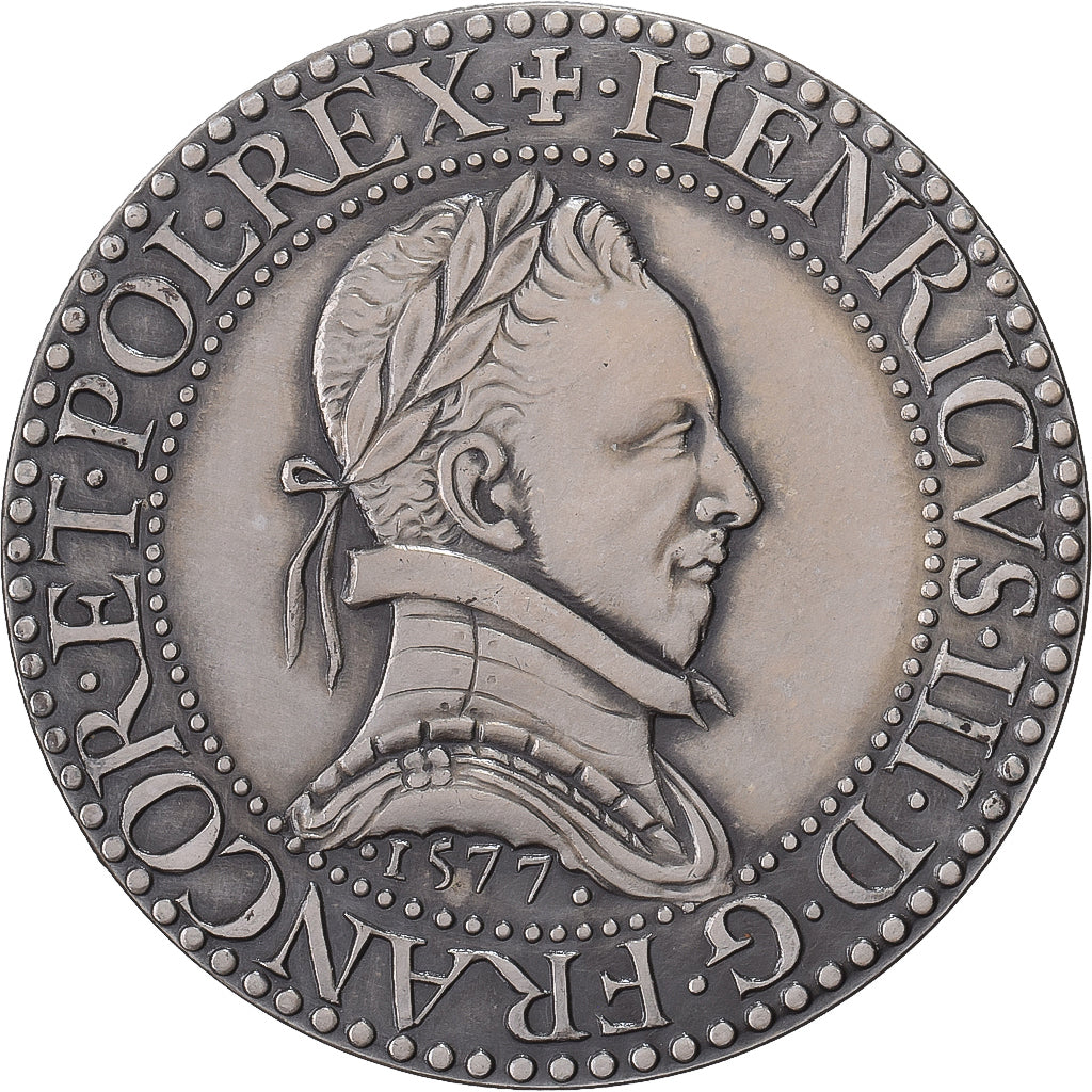 France, Medal, Henri III, Reproduction, Piéfort du 1/2 Franc, 1968, Silver