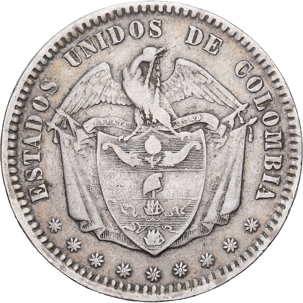 Colombia, 1 Peso, 1867, Srebro, VF(30-35)
