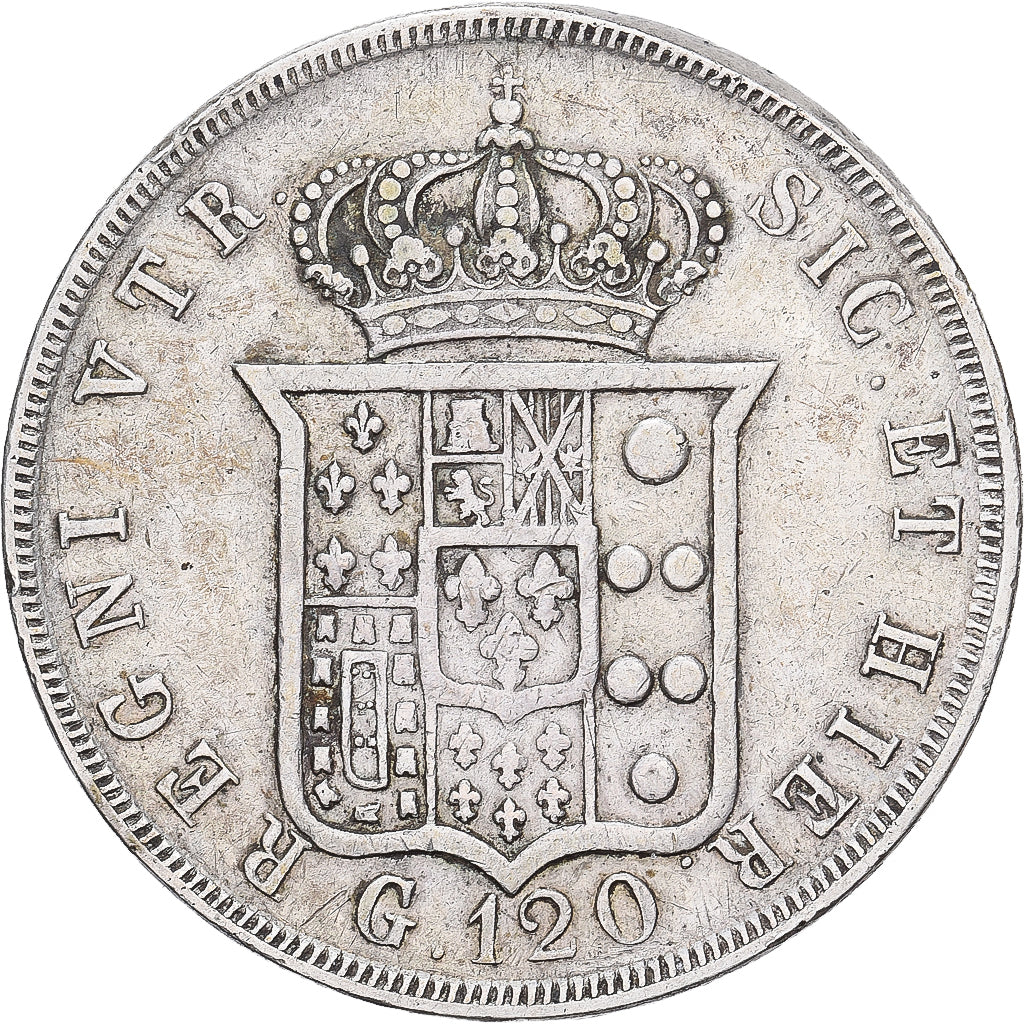 Kingdom of the Two Sicilies, Ferdinando II, 120 Grana, 1844, Naples, Zilver, FR+