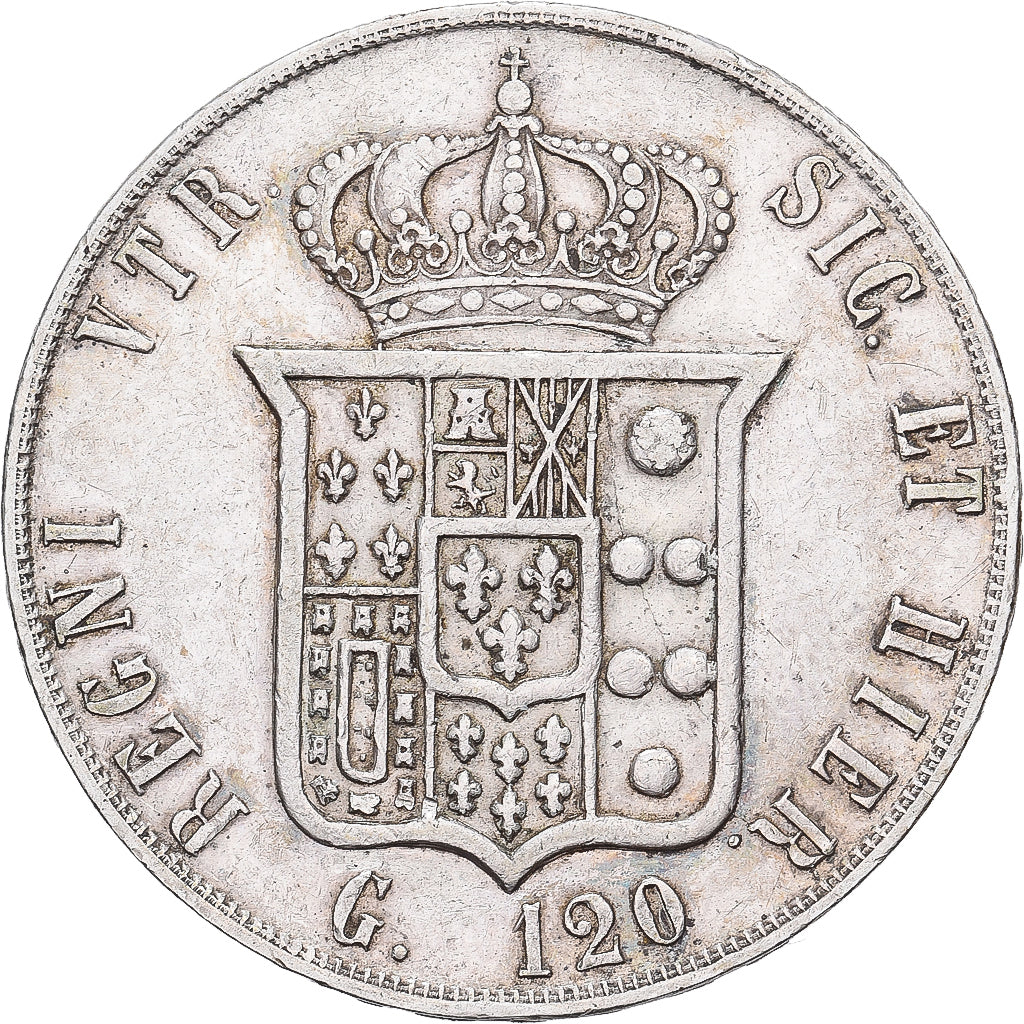 Kingdom of the Two Sicilies, Francesco II, 120 Grana, 1859, Naples, Plata, MBC
