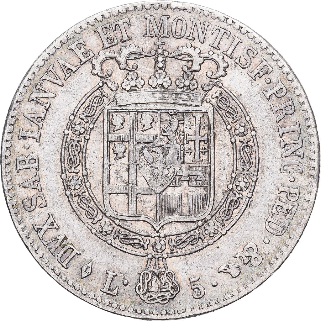 Kingdom of Sardinia, Vittorio Emanuele I, 5 Lire, 1819, Torino, Zilver, ZF