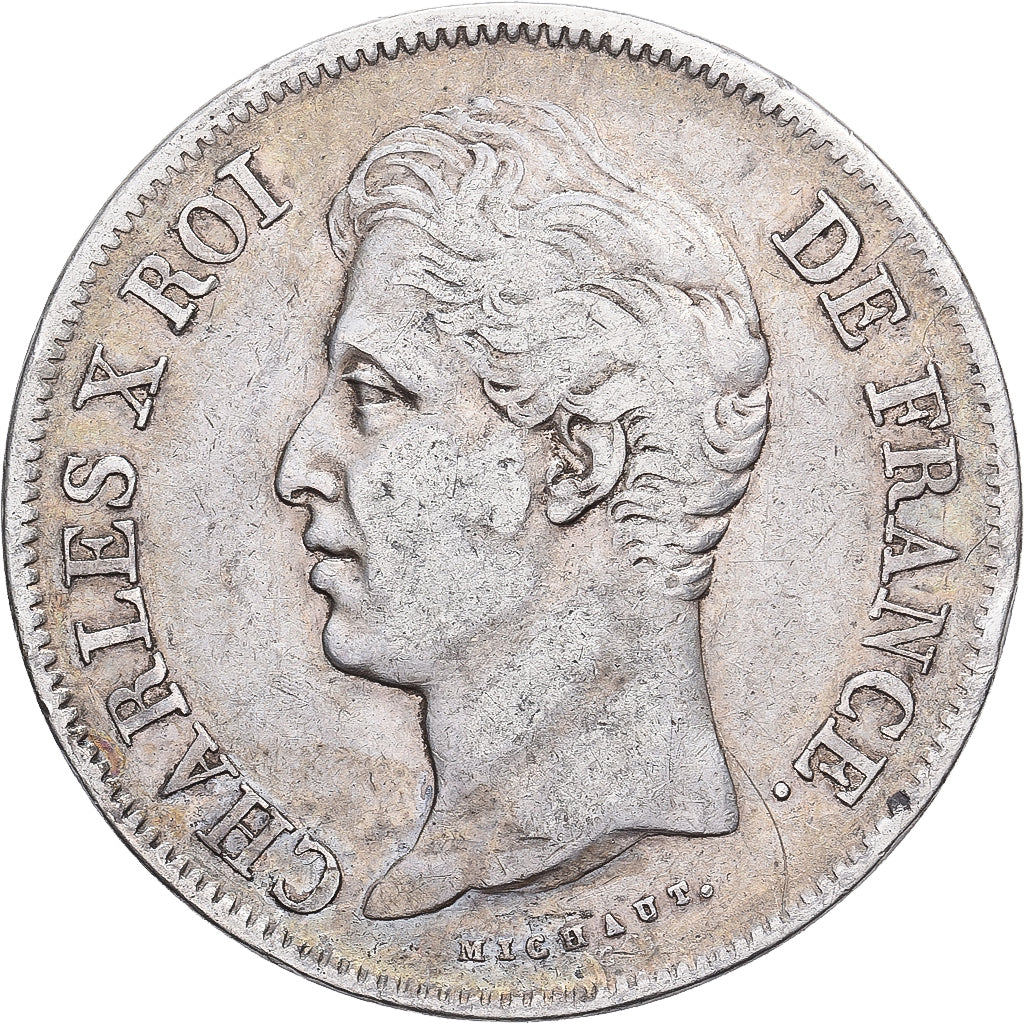 França, Charles X, 5 Francs, 1830, Rouen, Prata, VF(30-35), Gadoury:644
