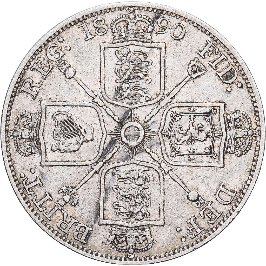 Großbritannien, Victoria, Double Florin, 1890, London, Silber, SS+