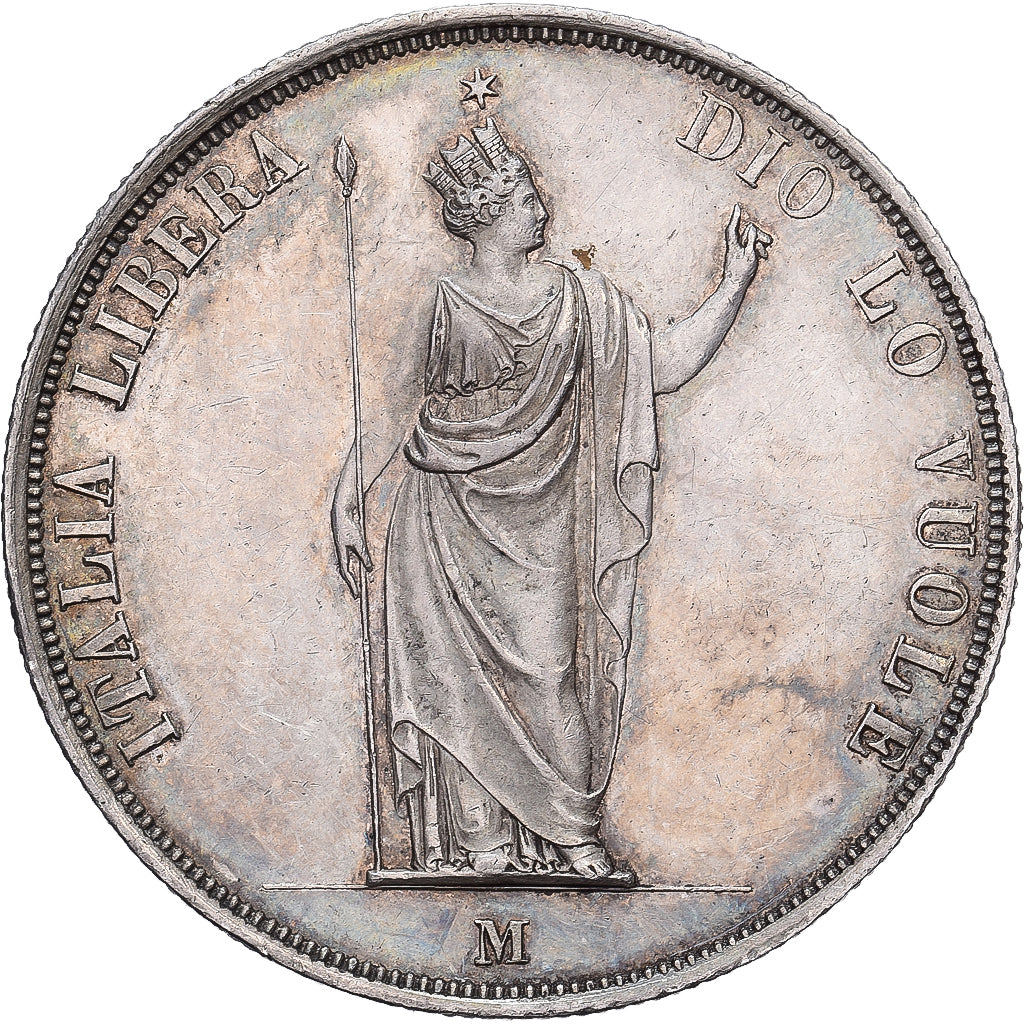 Royaume de Lombardie-Vénétie, Gouvernement Provisoire, 5 Lire, 1848, Milan